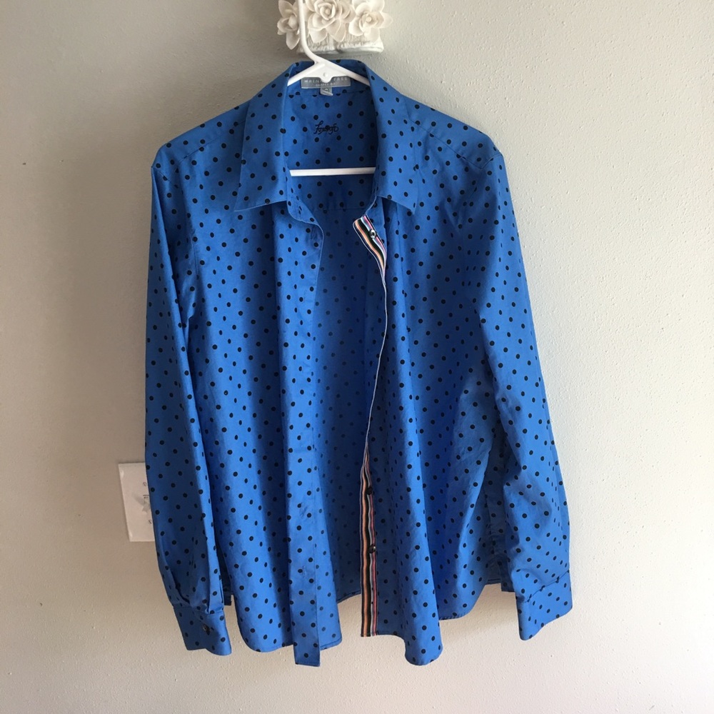 NWOT Fun polka dot button down blouse